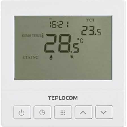 Термостат комнатный TEPLOCOM TS-Prog-220/3A,проводной, прогр., реле 250В,3А